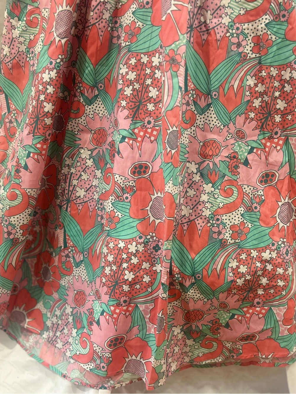 Vintage Inspired Floral Kaftan Mumu in Coral & Mint - Picture 5 of 7
